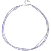 Cavill - Zilveren Halsketting - 925 Sterling Zilver Gerhodineerd - 44,16 Ct Facetgeslepen Tanzaniet Ronde Kralen - Verstelbare Elegante Sieraden