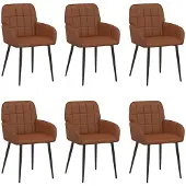 vidaXL - Eetstoelen - 6 - st - Kunstleer - Bruin - 56,5 - x - 50 - x - 85 - cm