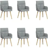 vidaXL Eetstoelen 6 st Stof Lichtgrijs 60 x 56 x 96 cm