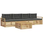 vidaXL Buiten bank set 5 st Wit en antracietkleurig