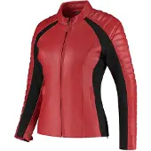 Rusty Stiches Rusty Stitches dames leren motorjack, rood/zwart, maat 36