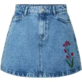 Pieces Rok 'PCPalma' blauw denim / bordeaux