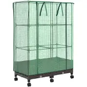 vidaXL Tuinschutting met Kasbedekking en Wielen 2 st Bruin PP