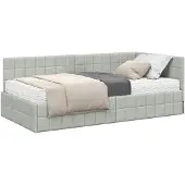 vidaXL Hoekbedframe met Matras met hoofdeinde 2 st Lichtgrijs Fluweel