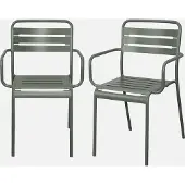 Sweeek - Set van 2 tuinstoelen met armleuningen metaal - amélia
