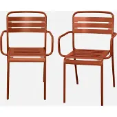 Sweeek - Set van 2 tuinstoelen met armleuningen metaal - amélia