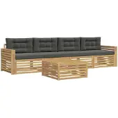 vidaXL Buiten bank set 5 st Wit en antracietkleurig