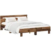 vidaXL Bedframe Oud hout 140 x 190 cm Bewerkt hout
