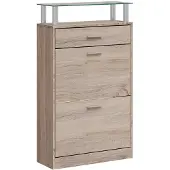 vidaXL Schoenenkast met lade en glazen schap eiken hout online kopen