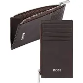 HUGO BOSS Leren kaarthouder Classic Smooth Cardholder With Zip Brown donkerbruin