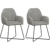 vidaXL Eetstoelen 2 st fluweel Lichtgrijs 55 x 50 x 84 cm