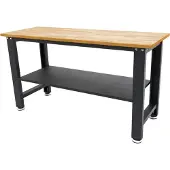 HBM werkbank 160 cm, massief houten werkblad, en stelvoeten