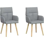 vidaXL Eetstoelen 2 st Stof Lichtgrijs 60 x 56 x 96 cm