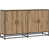 vidaXL Dressoir Artisanaal eiken 134 x 35 x 76 cm Bewerkt hout