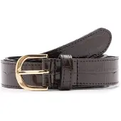 Manfield Donkerbruine leren croco riem | Maat 105