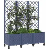 vidaXL Tuinsteker met schutting en wielen Blauw Grijs PP