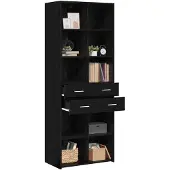 vidaXL Boekenkast Zwart eiken 30 x 42,4 x 185,2 cm Bewerkt hout