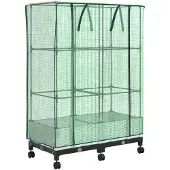vidaXL Tuinschutting met Kasbedekking en Wielen 2 st Wit PP