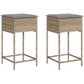 vidaXL Tuinbarstoelen met kussens, 2 stuks, beige, van polyrotan