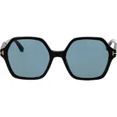 Tom Ford Romy Smoke Hex Lens Glanzende Zwarte Zonnebril