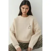 Hiccups for Kids Comfort Dierenpatroon Geborduurde Verhoogde Ronde Hals Sweater