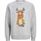 Jack & Jones Sweatshirt 'JJXmas Jolly' beige / indigo / bruin / grijs gemêleerd
