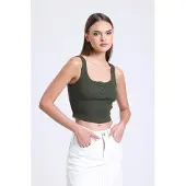 Hiccups for Kids Kwarto hals Geribbelde Knop Tanktop