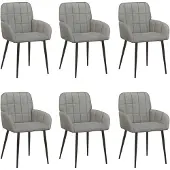 vidaXL Eetstoelen 6 st fluweel Lichtgrijs 57 x 50 x 85 cm