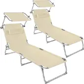 TecTake - Zonnestoel Chloe - Set van 2 ligbedden - beige - 403418