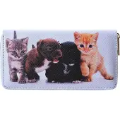 Juleeze Portemonnee 19x10 cm Wit Kunststof Kat en Hond