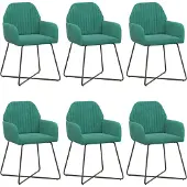 vidaXL Eetstoelen 6 st fluweel Turquoise 55 x 50 x 84 cm