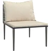 vidaXL Tuinmiddenbank met kussens poly rattan grijs