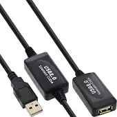 InLine USB 2.0 actieve verlengkabel, 15 meter. met signaalversterking/repeater. Aansluiting A naar aansluiting A, 10 meter