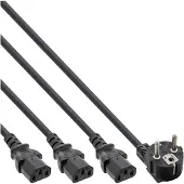 InLine 3x C13 - CEE 7/7 (haaks) Y-stroomkabel - 3,00m + 3x 2,00m - 3x 1,50mm / zwart - 5 meter