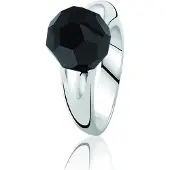 Zinzi - Zilveren Ring - Zwarte Bead - Maat 54 (ZIR501-54)