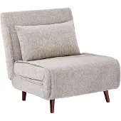 Sweeek Fauteuil van chenille stof met slaapfunctie houten poten Beige