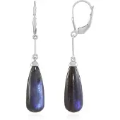 Cavill - Zilveren oorbellen 925 Sterling Zilver - Labradoriet briolette cabochon 16,012 ct - Monosono collectie - Luxe druppelvorm - Platina