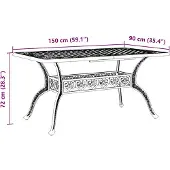 vidaXL Tuintafel 150x90x72 cm gietaluminium zwart