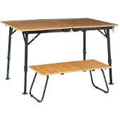 Defa Flex 3-in-1 Campingtafel – Bamboe Tafelblad – Verstelbare Hoogte – Opvouwbaar