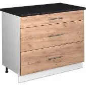 Vicco Keukenonderkast Fame-Line Goudkleurig Eiken/Wit 100 cm, WB Antraciet, Model 61988