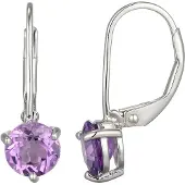 Cavill - Elegante Amethist Oorbellen - 925 Sterling Zilver Gerhodineerd - Braziliaanse Paarse Edelsteen 1,15 ct - Oorbellen met Klapsluiting