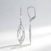 Cavill - Zilveren Oorbellen 925 Sterling Zilver - Platina Geplateerd - Lichtgewicht 41mm Bladmotief - Elegante Hangende Oorbellen - Filigraan Design