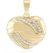 Cavill - Zilveren Hartvormige Hanger - 925 Sterling Zilver Verguld - I1 G Diamanten 0,194 ct - Ronde Briljant Pavé Zetting - Luxe Sieraad