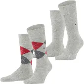 Burlington Everyday 2-Pack gedessineerd katoen multipack sokken heren grijs - maat 40-46