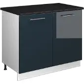 Vicco Wastafelkast Fame-Line, Donkerblauw hoogglans/Wit, 100 cm, WB Antraciet