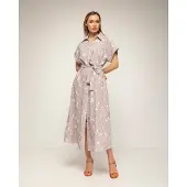 Tantra Gestreepte midi-blousejurk met borduursels en een riem