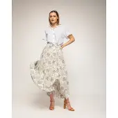 Tantra Lange uitlopende bloemenprint rok met elastische taille