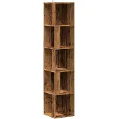 vidaXL Hoekkast 33x33x165 cm bewerkt hout oud houtkleurig