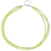 Cavill - Peridot Halsketting - 925 Sterling Zilver Gerhodineerd - 112 ct Ronde Gefacetteerde Peridot Kralen - Elegant Verstelbare Meerstrengs Sieraad