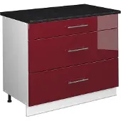 Vicco Keukenonderkast Fame-Line, Bordeauxrode hoogglans/Wit, 100 cm, WB Antraciet